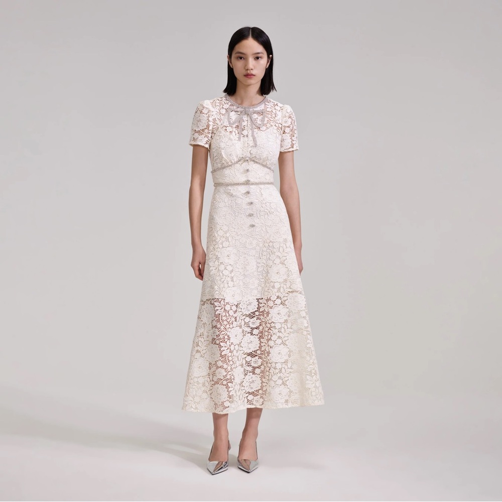 Self-Portrait Cream Lace Midi Dress - Picture 4 of 4